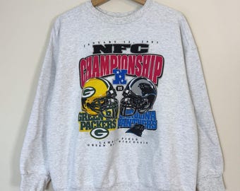 Vintage 90er Jahre Starter NFL NFC Championship Packers Panthers Sweatshirt - Größe M