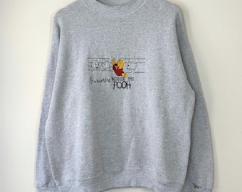 Vintage 90's Winnie The Pooh Embroidered Gray Sweatshirt