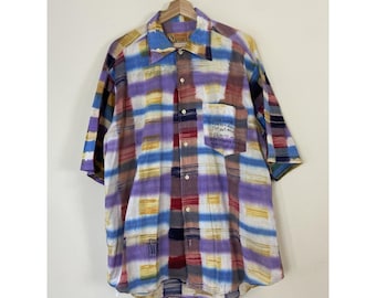 Camiseta polo vintage Foxhound Art colorida con cuello y botones - Talla L/XL