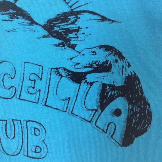 Vintage 90's Marcella Pub Bar Bear Beer Mountain Nature Art Blue Tee Shirt Large View 4