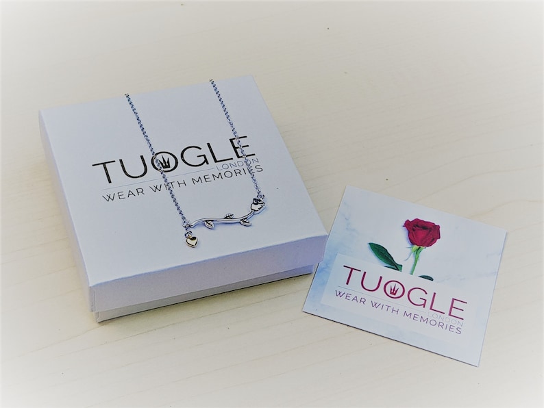 Tuogle London S925 Sterling Silver Rose Flower Necklace Necklace for Girlfriend Anniversary Gift for Her
