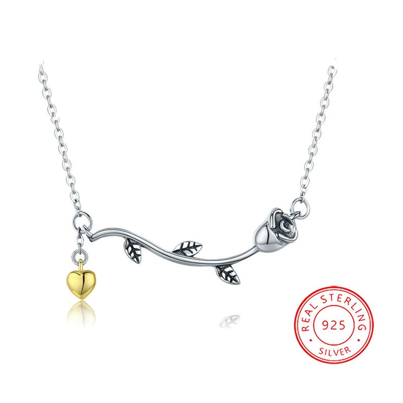 Tuogle London S925 Sterling Silver Rose Flower Necklace Necklace for Girlfriend Anniversary Gift for Her