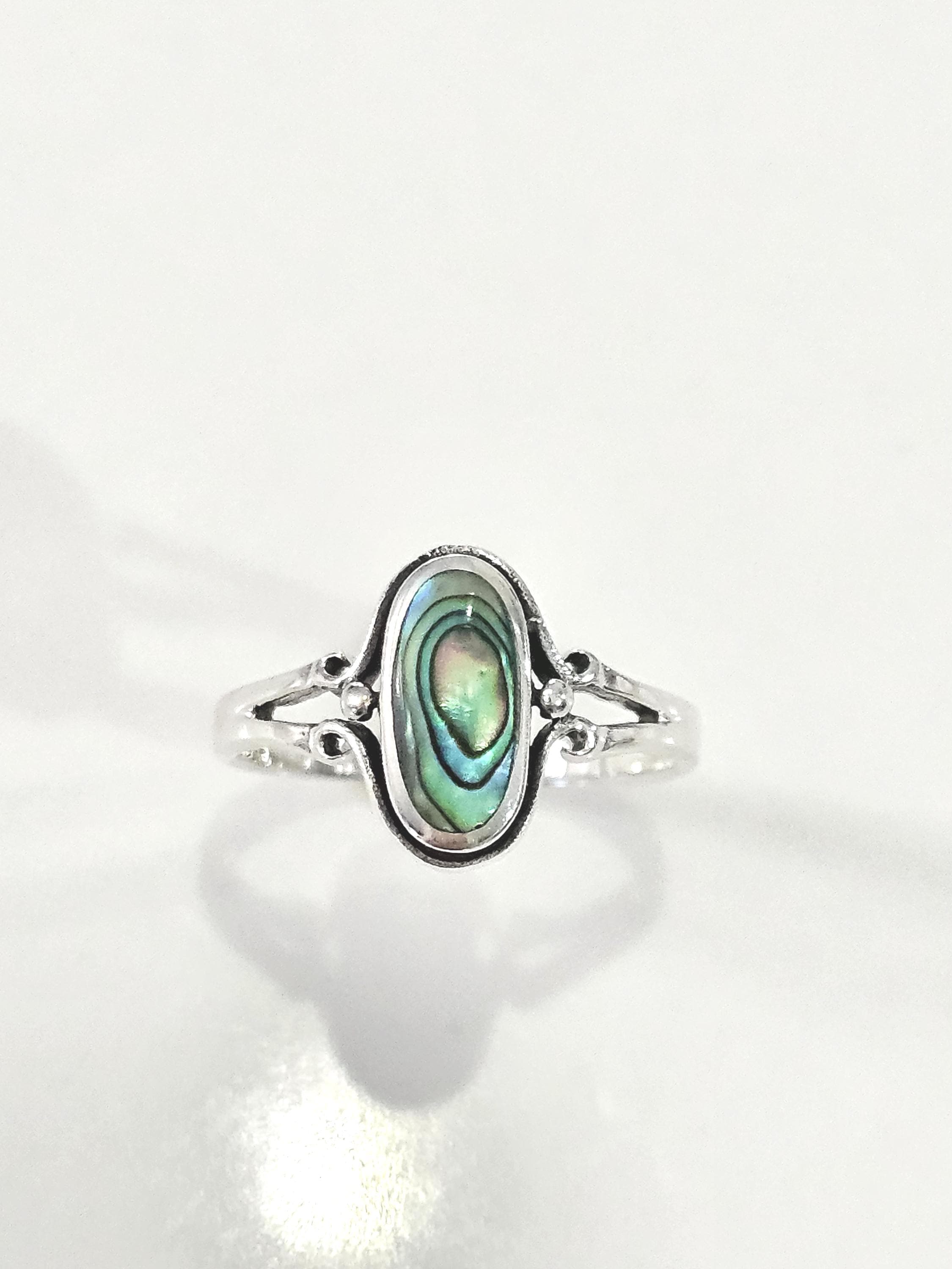 Sterling Silver Abalone  Ring, Minimalist Ring for Women, Stack Ring, Pointer Ring, 925 Stamped, Anniversary Ring, Gift for Her