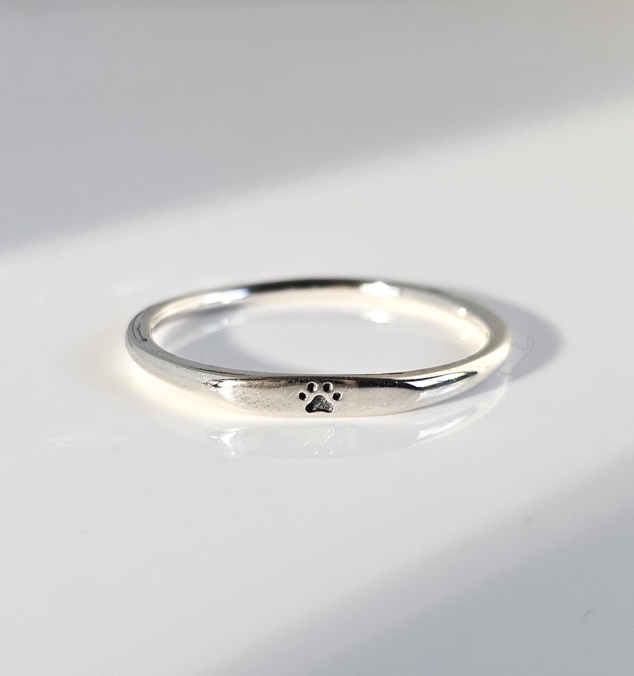 Sterling Silver Paw Print Ring, Cat Dog Lover Ring, Minimalist Paw Ring for Women, 925 Animal Lover Ring