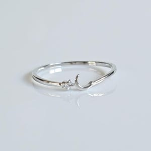 Sterling Silver Moon Star Ring, Minimalist Moon Ring for Women, Tiny Celestial Ring, Gift for Her, Toe Knuckle Ring, 925 Ring for Women