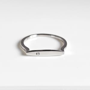 Dainty Sterling Silver Flat Top Bar Ring: Minimalist Stacking Ring