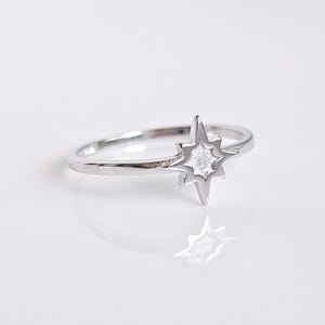 Sterling Silver Dainty Starburst Ring, Celestial Ring, Tiny 925 Ring for her, Promise Ring, Minimalist Delicate Twinkle Star Ring