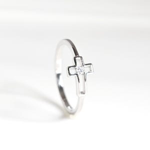 Sterling Silver Dainty Cross Ring, Religious Jewelry Ring, Faith 925 Ring for her, Christian Cross, Communion Gift, Sweet  15, 16 Gift Ideas