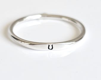 Anillo de herradura de plata de ley, anillo minimalista para mujer, anillo de herradura de la suerte 925, anillo de la amistad, anillo ecuestre delicado