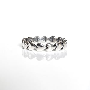 Sterling Silver Heart Band Ring, Minimalist Thumb Ring
