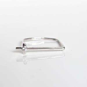 Sterling Silver Geometric Bar Ring, 925 Pointer Ring, Anniversary Gift, Minimalist Jewelry for Women