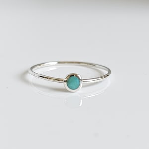 Sterling Silver Tiny Turquoise Ring, 925 Dainty Ring, Turquoise Minimalist Ring for Women, Gift for Her, Pointer Ring, Thumb Ring