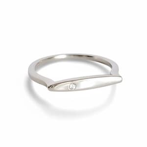 Dainty Sterling Silver Flat Top Bar Ring: Minimalist Stacking Ring