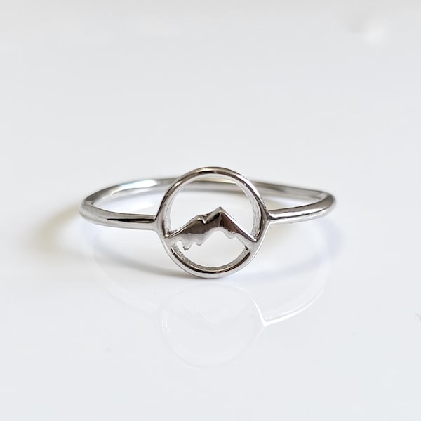 Anillo de plata de ley 925 para amantes de la montaña, joyería para amantes de la naturaleza, joyería minimalista 925