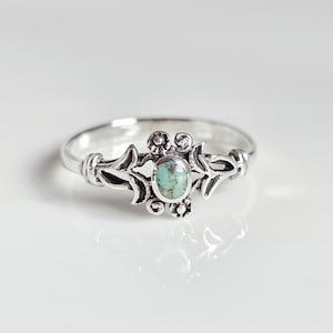 Sterling Silver Turquoise Ring, Minimalist Ring for Women, Stack Ring, Turquoise Pointer Ring, Natural Stone Ring, Anniversary Ring