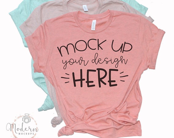 Mock Up Bella Canvas 3001 Heather Prism Unisex Mockup