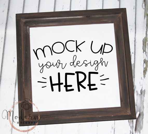 Wood Sign Mockup White Wood Background Flatlay