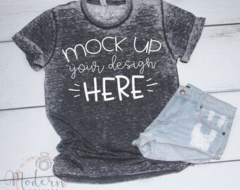 Mock Up Bella Canvas 3650 Grey Acid Wash Unisex Mockup White Etsy