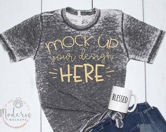 Download Mock Up Bella Canvas 3650 Grey Acid Wash Unisex Mockup White Wood Background Flatlay Mockup Outfit Tee Mockup Free Mockup Builder Alternatives PSD Mockup Templates