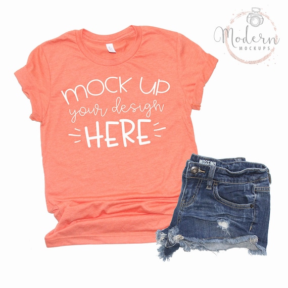 Mock Up Bella Canvas 3001 Heather Orange Unisex Mockup