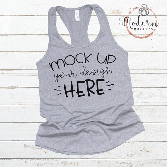 Mock Up Next Level 1533 Heather Gray Ladies Racerback Mockup Etsy