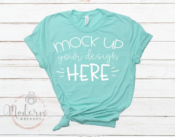 Mock Up Bella Canvas 3001 Heather Mint Unisex Mockup White Etsy