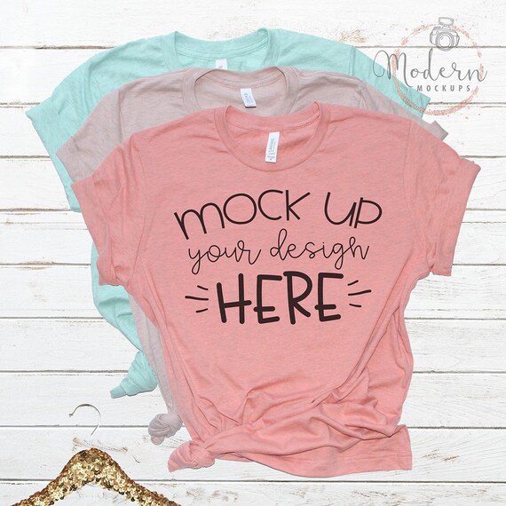 Mock Up Bella Canvas 3001 Heather Prism Unisex Mockup White Etsy