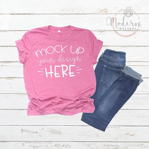 Mock Up Bella Canvas 3001 Heather Raspberry Unisex Mockup Etsy