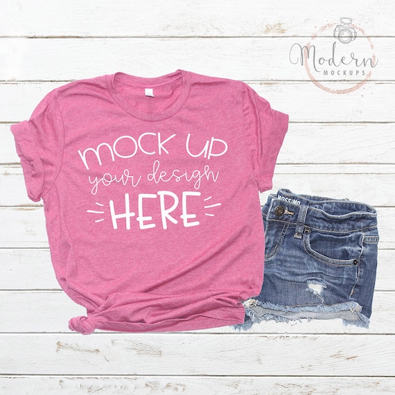 Mock Up Bella Canvas 3001 Heather Raspberry Unisex Mockup Etsy