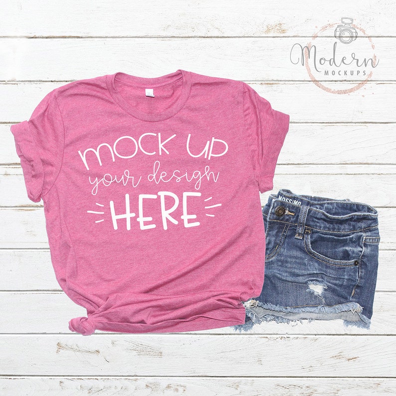Download Mock up Bella Canvas 3001 Heather Raspberry Unisex Mockup ...