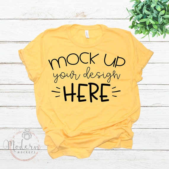 Mock Up Bella Canvas 3001 Heather Yellow Gold Unisex Mockup Etsy