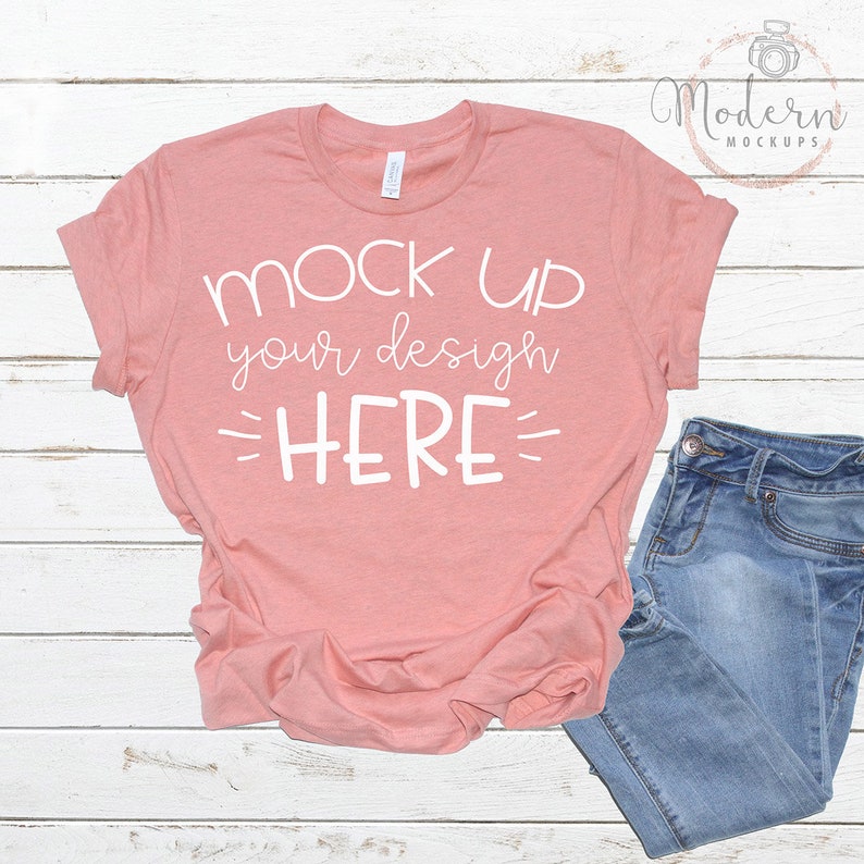 Download Mock up Bella Canvas 3001 Heather Prism Sunset Unisex ...