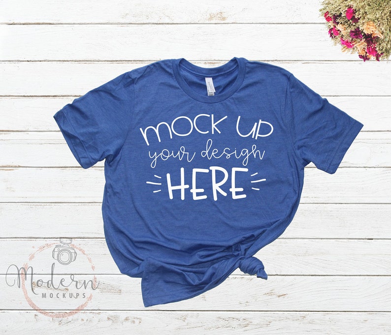 Download Mock up Bella Canvas 3001 Heather True Royal Unisex Mockup ...