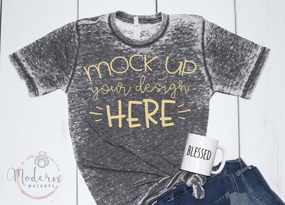 Mock Up Bella Canvas 3650 Grey Acid Wash Unisex Mockup White Etsy