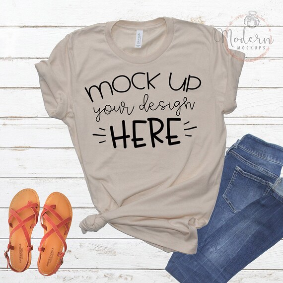 Mock Up Bella Canvas 3001 Soft Cream Unisex Mockup White Etsy