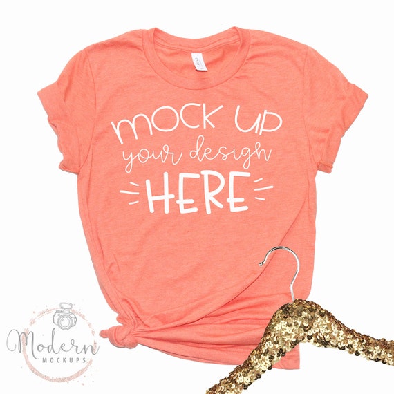 Mock Up Bella Canvas 3001 Heather Orange Unisex Mockup White Etsy