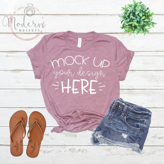 Mock Up Bella Canvas 3001 Heather Mauve Unisex Mockup White Etsy
