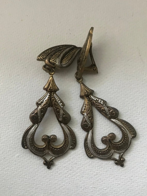 Art Deco Etched Metal ClipOns