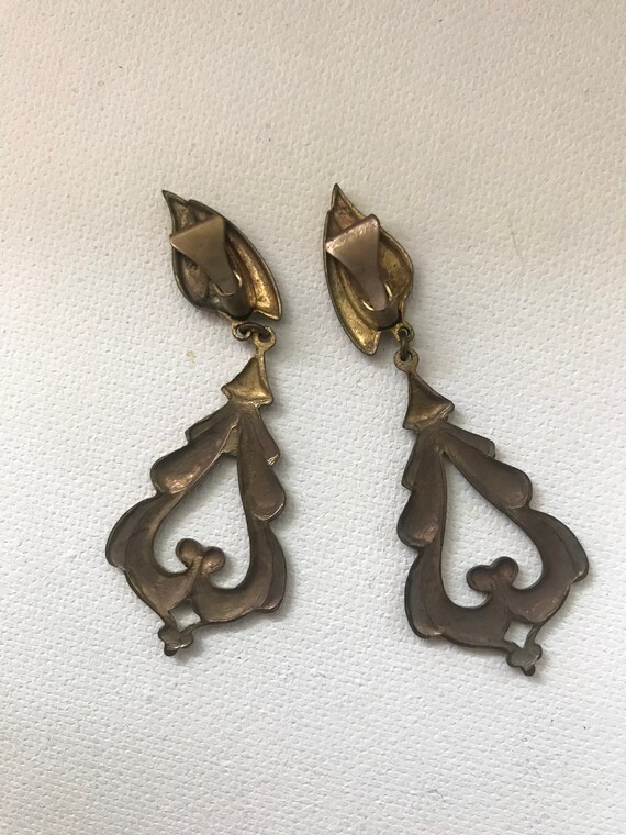 Art Deco Etched Metal ClipOns - image 2