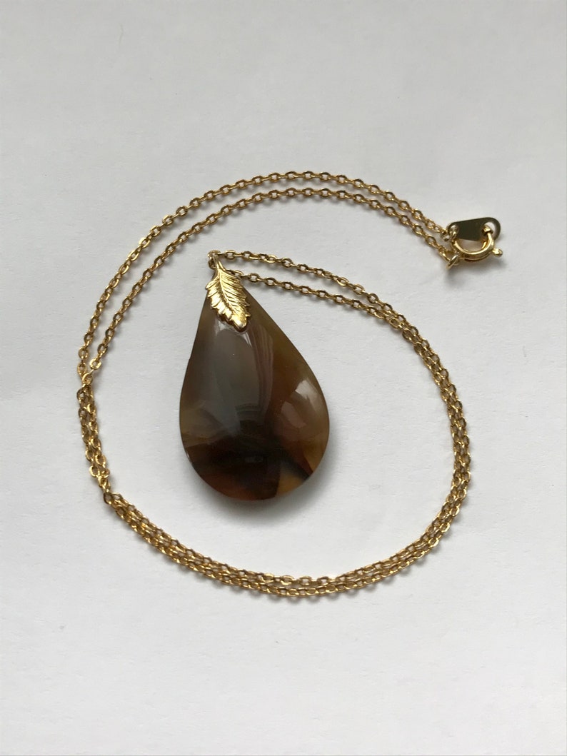 Vintage Agate Drop Pendant Necklace