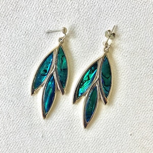 Vintage Silver & Abalone Drop Earrings