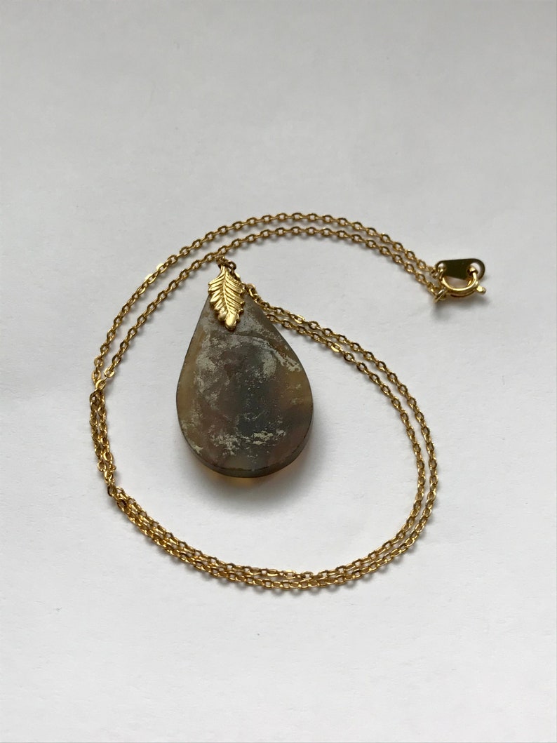 Vintage Agate Drop Pendant Necklace