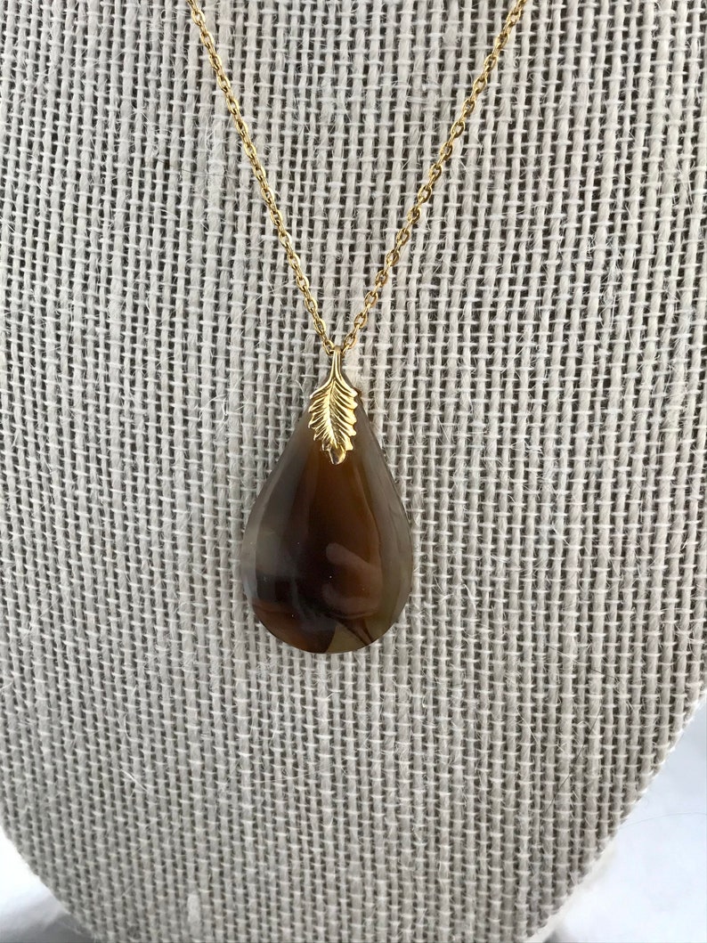 Vintage Agate Drop Pendant Necklace