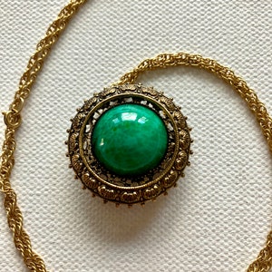 Antique Glass Pearl Pendant Brooch Necklace