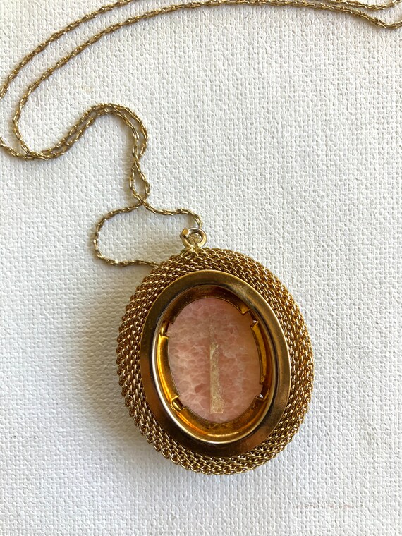 Vintage Avon Cabochon Rhodochrosite Pendant Neckl… - image 3