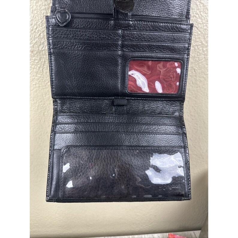 Brighton Central Park Black Crossbody Bag With Organizer Suede Black Trim EUC image 6