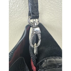 Brighton Central Park Black Crossbody Bag With Organizer Suede Black Trim EUC image 16