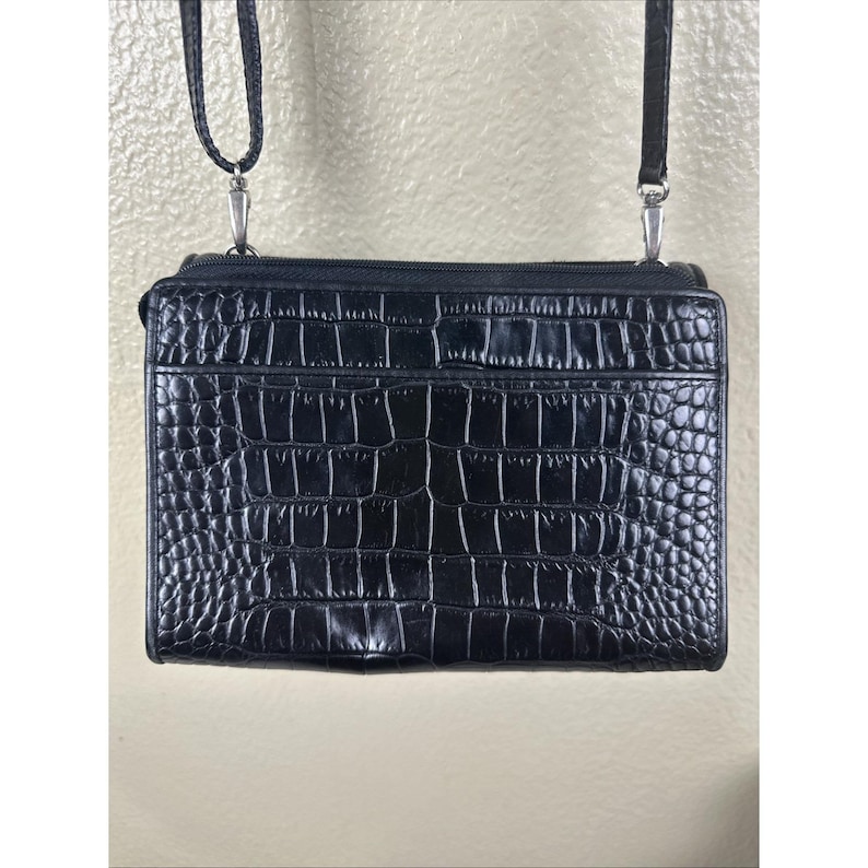 Brighton Central Park Black Crossbody Bag With Organizer Suede Black Trim EUC image 11
