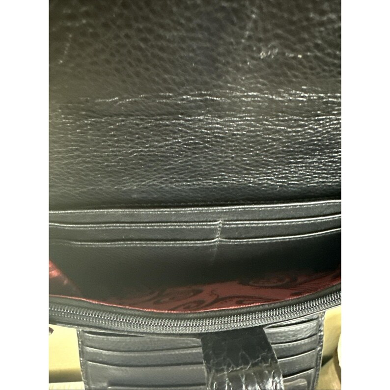 Brighton Central Park Black Crossbody Bag With Organizer Suede Black Trim EUC image 7