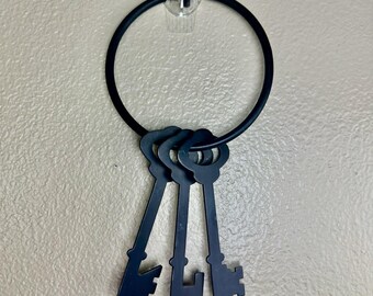 12" Skeleton Keys Ring Rustic Black Iron Wall Decor Jailer Old West Dungeon